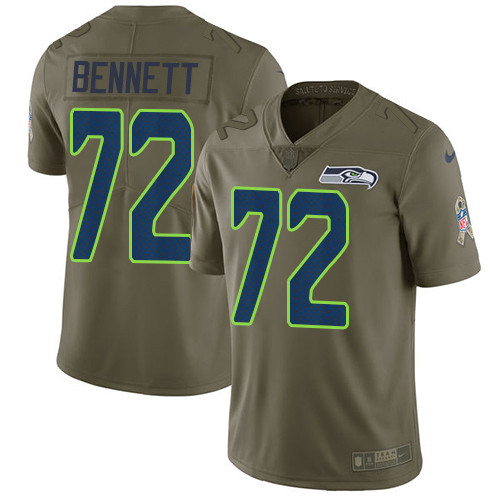Seahawks 72 Michael Bennett Olive Salute To Service Limited Jersey