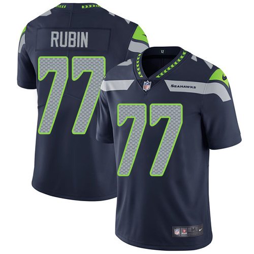 Seahawks 77 Ahtyba Rubin Navy Vapor Untouchable Limited Jersey