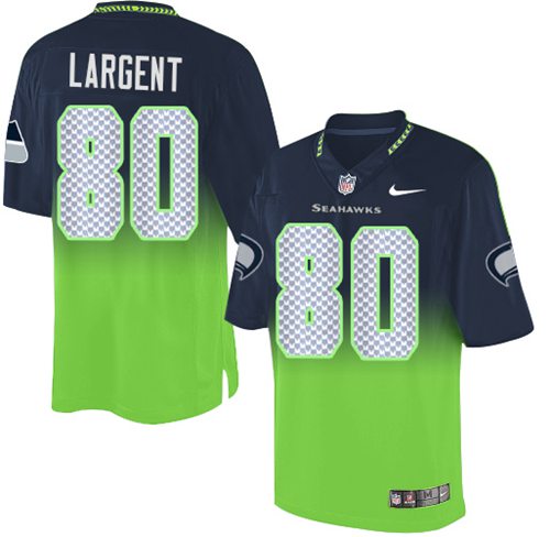 Seahawks 80 Steve Largent Steel Blue Green Men Stitched NFL Elite Fadeaway Fashion Jersey