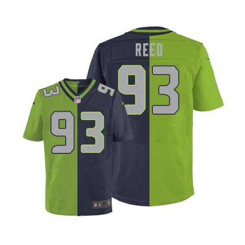 Seahawks 93 Jarran Reed Steel Blue Green Men Stitched NFL Elite Split Jersey