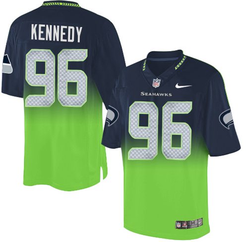 Seahawks 96 Cortez Kennedy Steel Blue Green Men Stitched NFL Elite Fadeaway Fashion Jersey