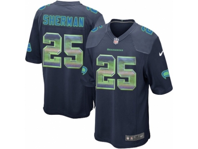 Seattle Seahawks 25 Richard Sherman Limited Navy Blue Strobe NFL Jersey