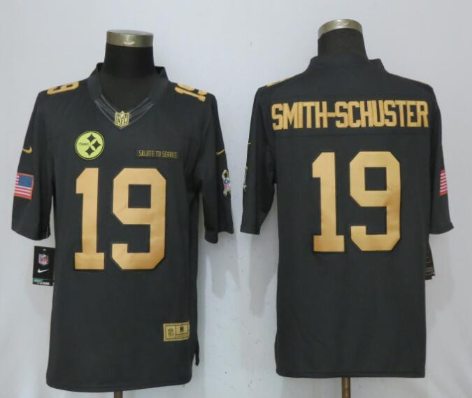 Steelers 19 JuJu Smith Schuster Anthracite Gold Salute To Service Limited Jersey