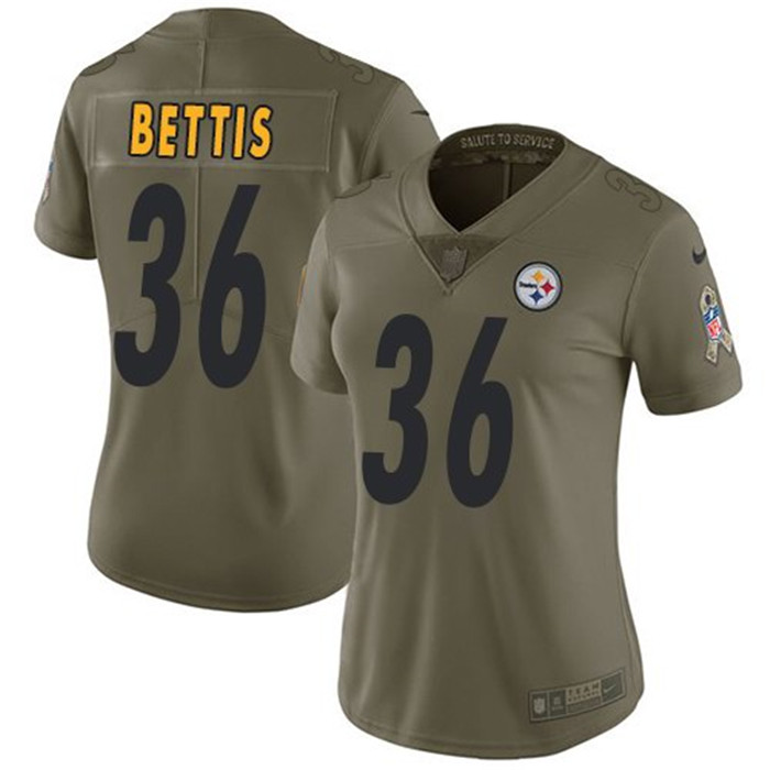 Steelers 36 Jerome Bettis Olive Women Salute To Service Limited Jersey