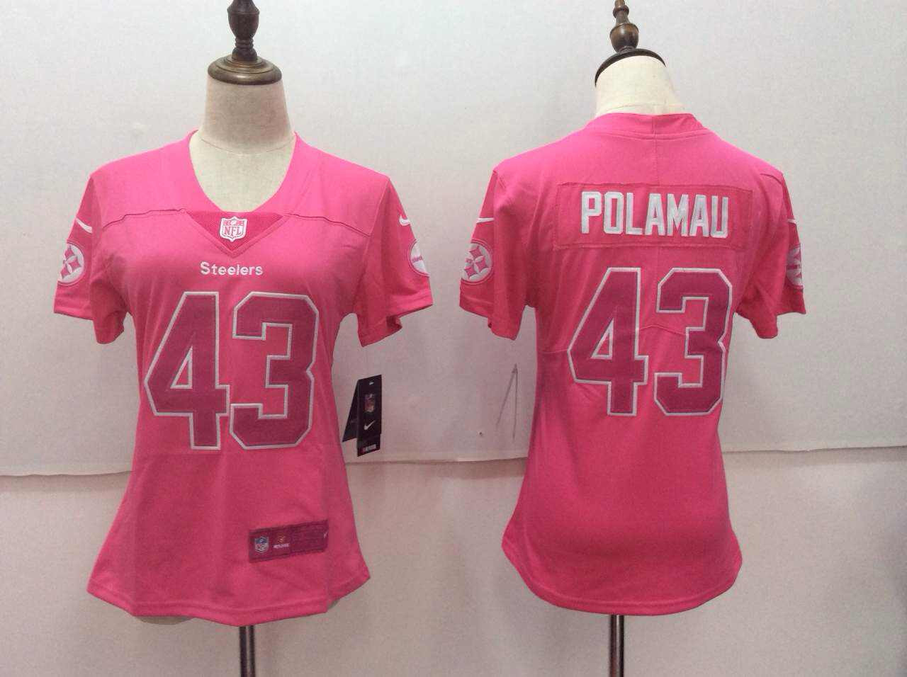 Steelers 43 Troy Polamalu Pink Women Vapor Untouchable Player Limited Jersey