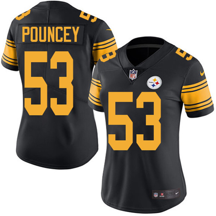 Steelers 53 Maurkice Pouncey Black Women Color Rush Limited Jersey