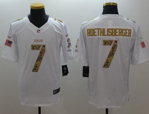 Steelers 7 Ben Roethlisberger White Men Stitched NFL Limited Salute to Service Jersey