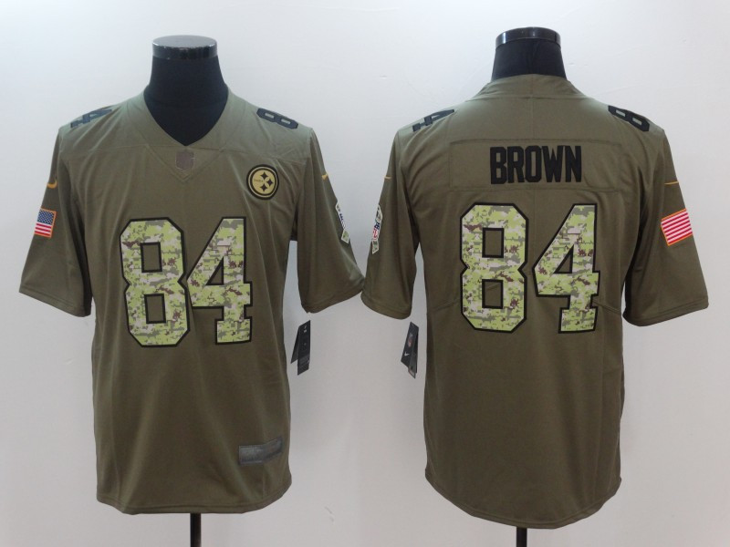 Steelers 84 Antonio Brown Olive Camo Salute To Service Limited Jersey