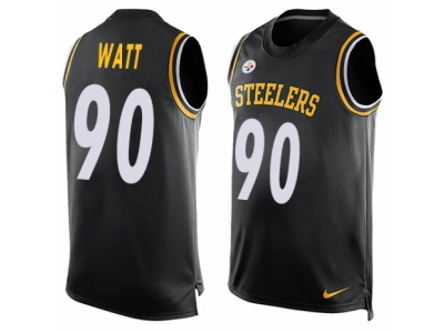 Steelers 90 T J Watt Black Team Color Stitched NFL Limited Tank Top Jersey