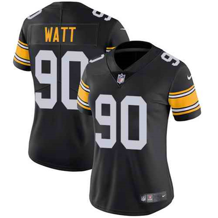 Steelers 90 T.J. Watt Black Alternate Women Vapor Untouchable Limited Jersey