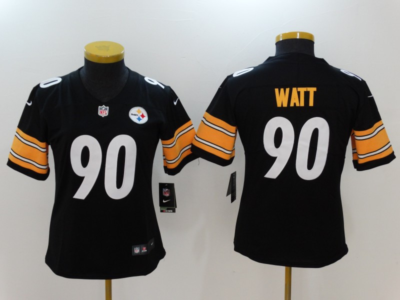 Steelers 90 T.J. Watt Black Women Vapor Untouchable Limited Player Jersey