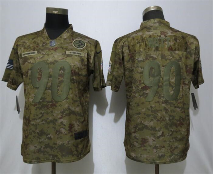 Steelers 90 T.J. Watt Camo Women Salute To Service Limited Jersey