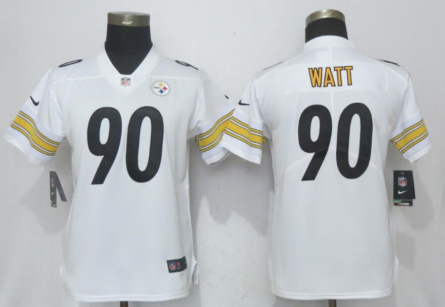 Steelers 90 T.J. Watt White Women Vapor Untouchable Player Limited Jersey