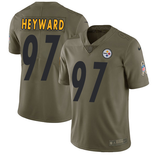 Steelers 97 Cameron Heywardi Olive Salute To Service Limited Jersey