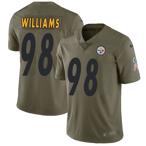 Steelers 98 Vince Williamsi Olive Salute To Service Limited Jersey