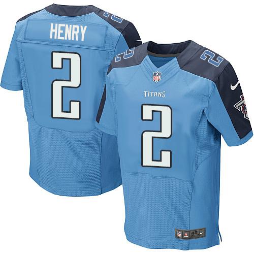 Titans 2 Derrick Henry Light Blue Team Color Men Stitched NFL Elite Jersey