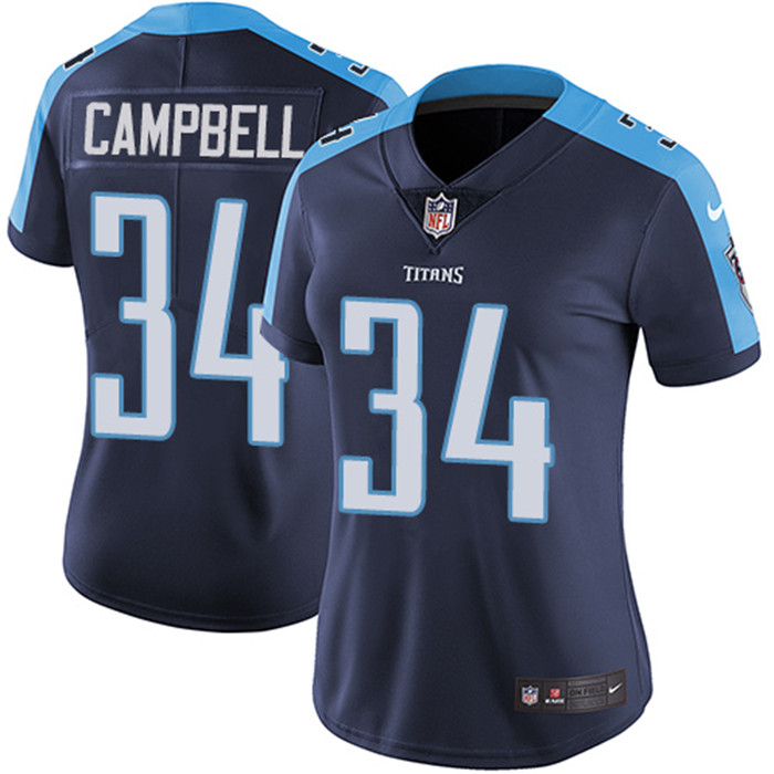Titans 34 Earl Campbell Navy Women Vapor Untouchable Limited Jersey