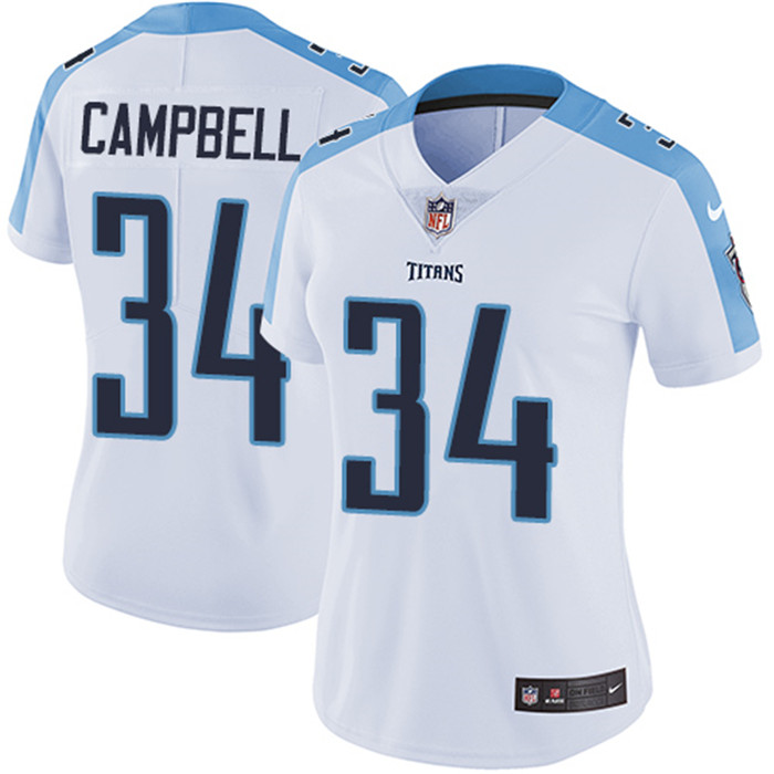 Titans 34 Earl Campbell White Women Vapor Untouchable Limited Jersey