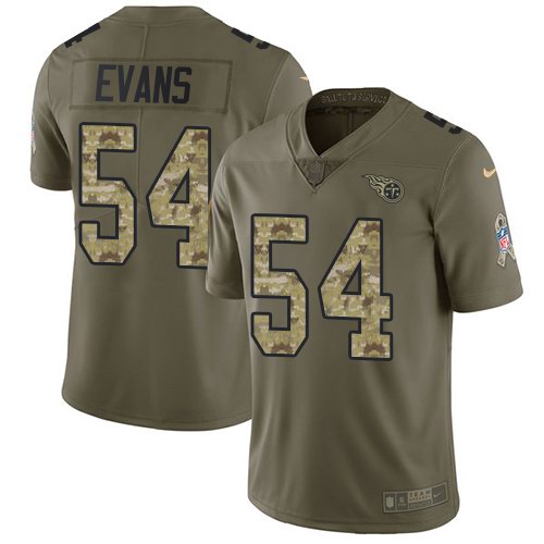Titans 54 Rashaan Evans Olive Camo Salute To Service Limited Jersey