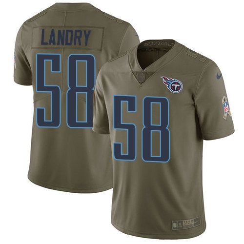 Titans 58 Harold Landry Olive Salute To Service Limited Jersey