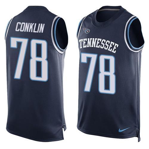 Titans 78 Jack Conklin Navy Blue Alternate Men Stitched NFL Limited Tank Top Jersey