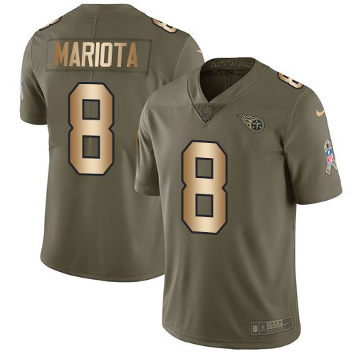 Titans 8 Marcus Mariota Olive Gold Salute To Service Limited Jersey