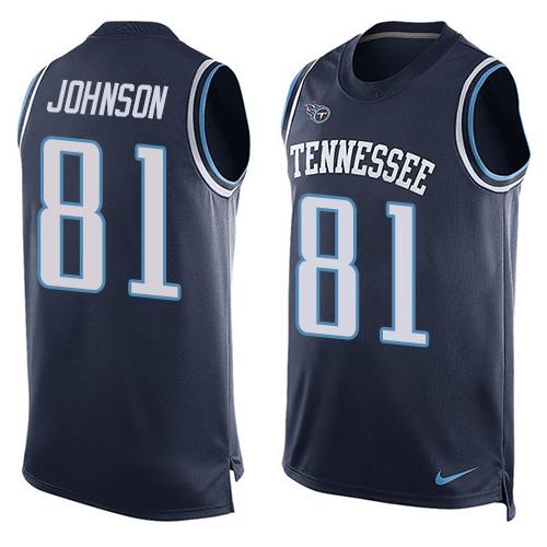Titans 81 Andre Johnson Navy Blue Alternate Men Stitched NFL Limited Tank Top Jersey