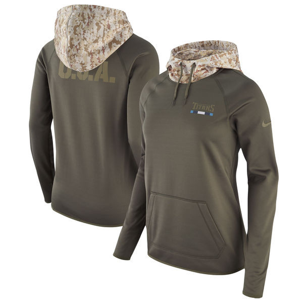 Titans Olive Women Salute To Service Pullover Hoodie