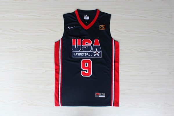 USA 1992 Olympic Dream Team One 9 Michael Jordan Retro Blue Basketball Jersey