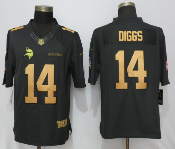 Vikings 14 Stefon Diggs Anthracite Gold Salute To Service Limited Jersey
