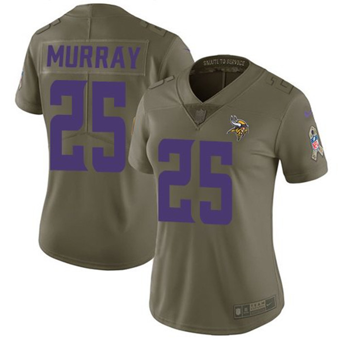 Vikings 25 Latavius Murray Olive Camo Women Salute To Service Limited Jersey