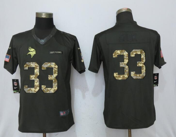 Vikings 33 Dalvin Cook Anthracite Women Salute To Service Limited Jersey