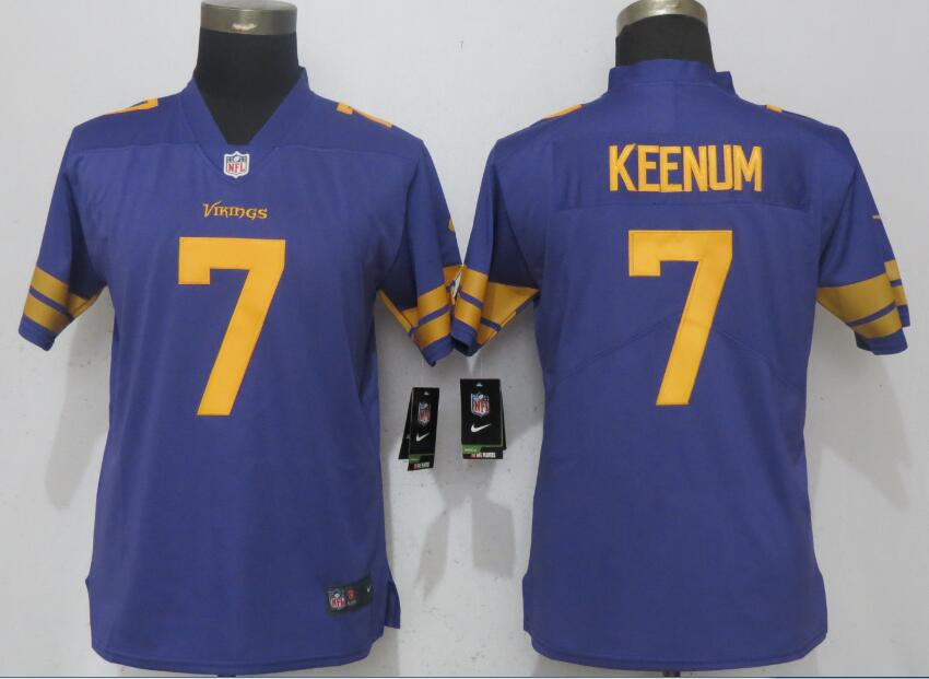 Vikings 7 Case Keenum Purple Women Color Rush Limited Jersey