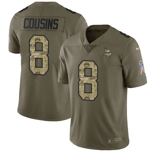 Vikings 8 Kirk Cousins Olive Camo Salute To Service Limited Jersey