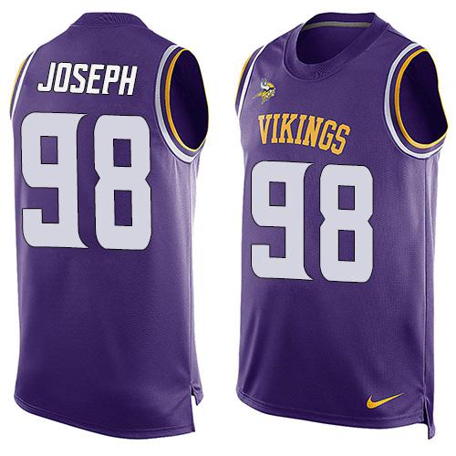 Vikings 98 Linval Joseph Purple Team Color Men Stitched NFL Limited Tank Top Jersey
