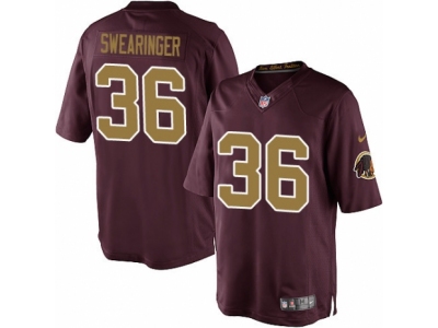 Washington Redskins 36 DJ Swearinger Limited Burgundy Red Gold Number Alternate 80TH Anniversary NFL Jersey