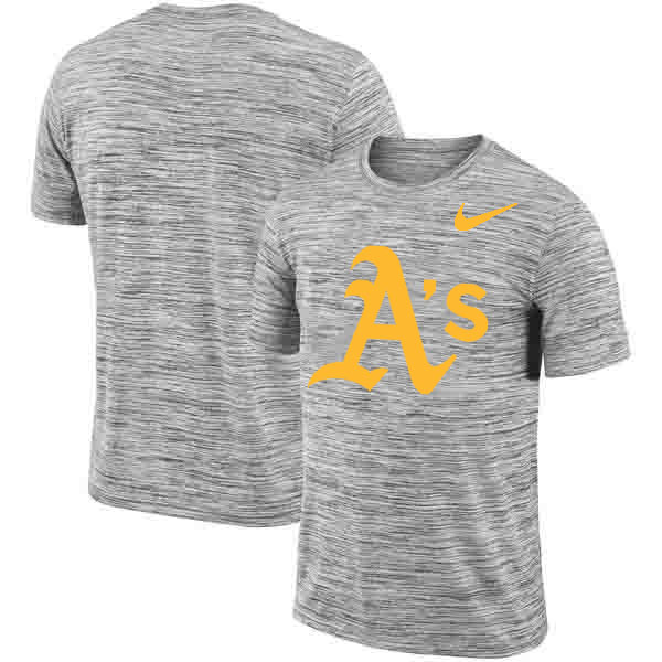 Oakland Athletics Heathered Black Sideline Legend Velocity Travel Performance T Shirt