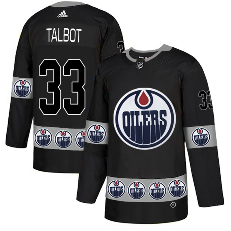 Oilers 33 Cam Talbot Black Team Logos Fashion Jersey