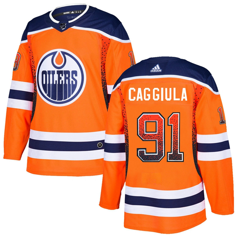 Oilers 91 Drake Caggiula Orange Drift Fashion Jersey