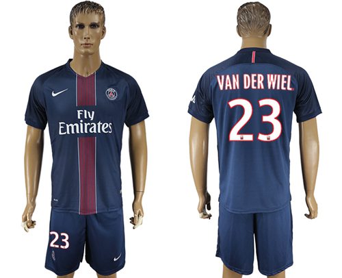 Paris Saint Germain 23 Van Der Wiel Home Soccer Club Jersey