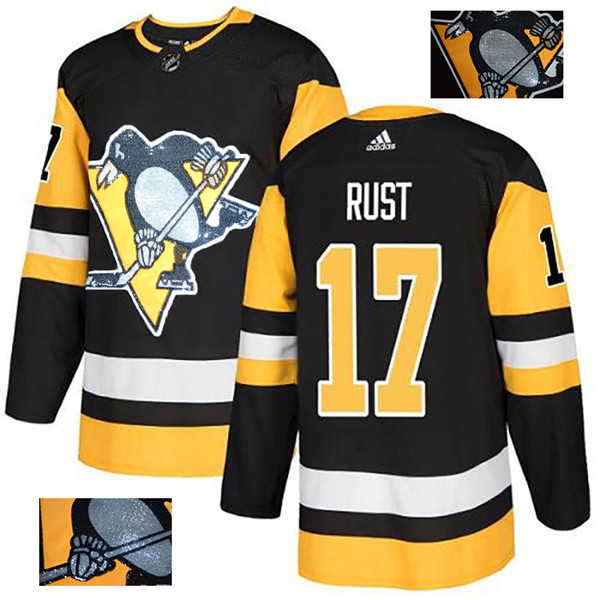 Penguins 17 Bryan Rust Black Glittery Edition Jersey