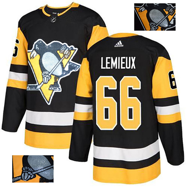 Penguins 66 Mario Lemieux Black Glittery Edition Jersey