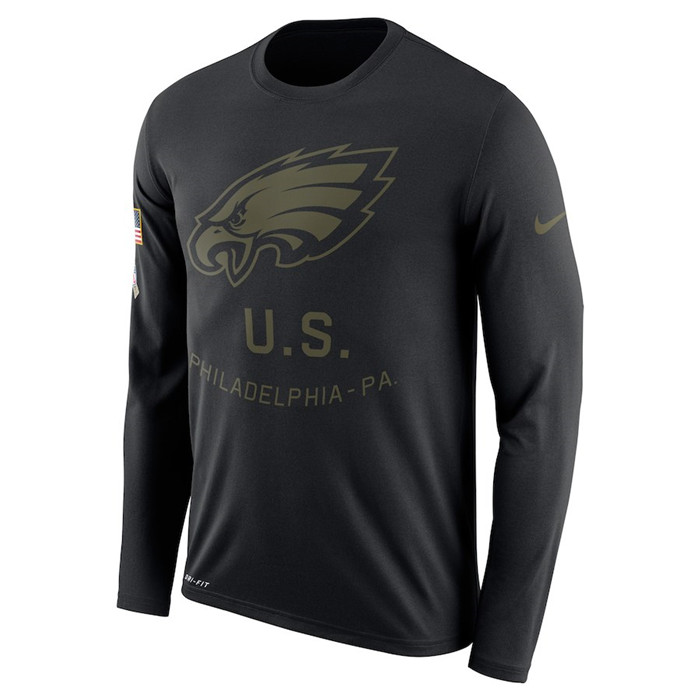 Philadelphia Eagles Salute to Service Sideline Legend Performance Long Sleeve T Shirt Black