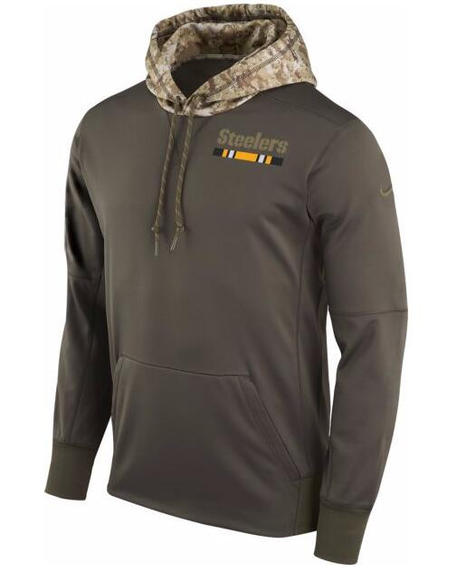 Pittsburgh Steelers Salute to Service Sideline Therma Pullover Hoodie Olive
