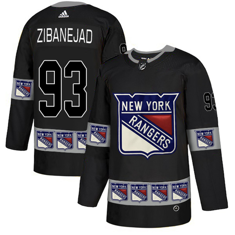 Rangers 93 Mika Zibanejad Black Team Logos Fashion Jersey