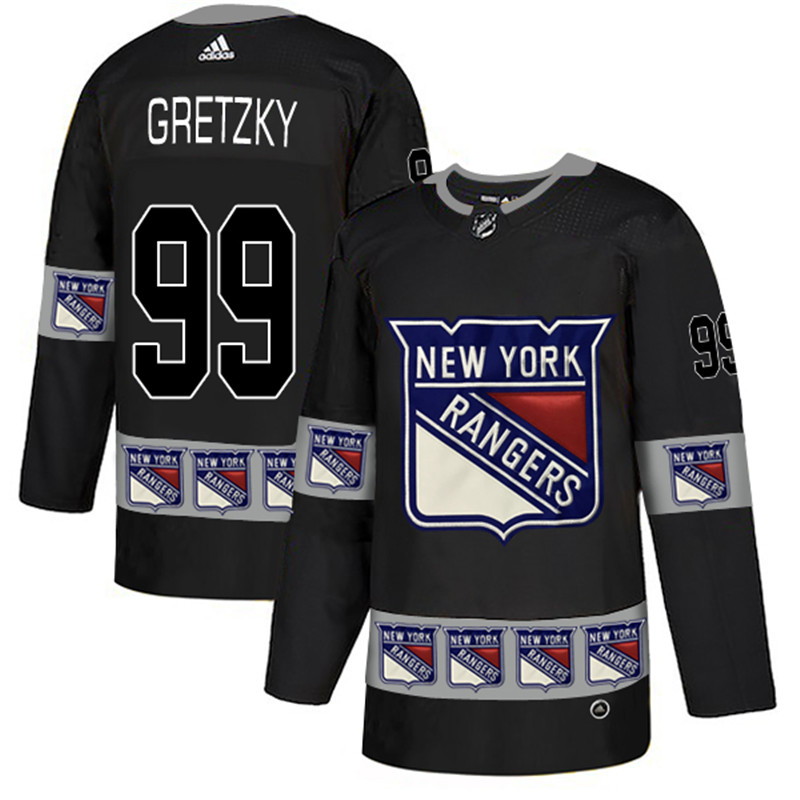Rangers 99 Wayne Gretzky Black Team Logos Fashion Jersey