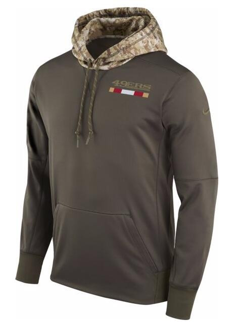 San Francisco 49ers Salute to Service Sideline Therma Pullover Hoodie Olive