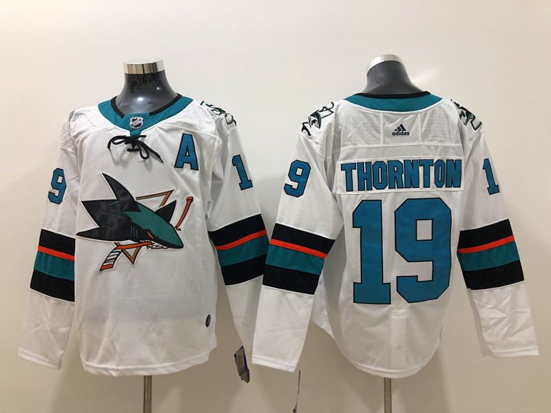 Sharks 19 Joe Thornton White Jersey