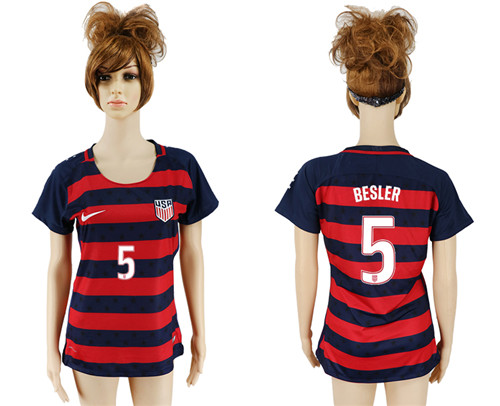 USA 5 BESLER 2017 CONCACAF Gold Cup Away Women Soccer Jersey