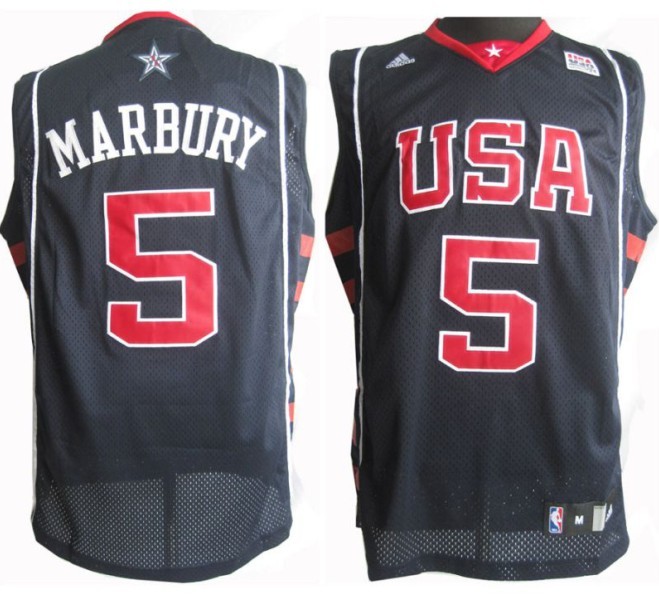 USA Dream 5 Stephon Marbury Soul Swingman Stitched Blue Jersey